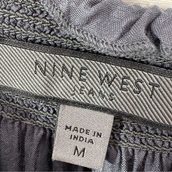 Nine West Smocked Charm Detail On Off Shoulder Peasant Blouse Blue Grey Medium - Picture 10 of 13